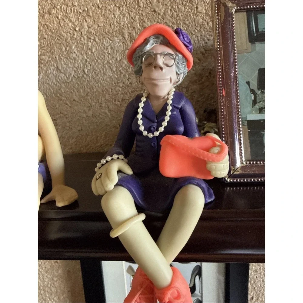 Vintage DIANA MANNING  Claymation Shelf-sitters. Set Of 2 Purse Bathing Suit